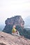 Woman on Pidurangala Rock with View on Sigiriya