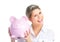 Woman with a piggy bank