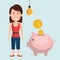 woman piggy coin idea