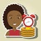 woman pile coin clock