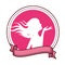 Woman pink body round icon