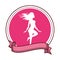 Woman pink body round icon