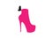 Woman pink boots on high heels, side view, Logo shoe store, shop, fashion collection, boutique label.