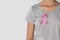 woman pink ribbon breast cancer awareness. concept healthcare