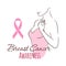 Woman with pink ribbon, vector illustration health, medicine, beauty concept. October - Breast Cancer Awareness Month