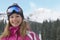 Woman In Pink Snow Coat And Ski Glasses