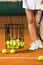 Woman player training tennis