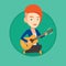 Woman playing acoustic guitar vector illustration.