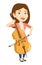 Woman playing cello vector illustration.