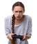 Woman playing on console. video game addiction concept