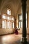 Woman playing guitar in Malbork Castle.