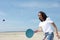 Woman playing paddle ball