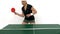 Woman playing ping pong