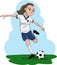 Woman playing soccer