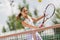 Woman playing tennis