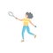 Woman playing tennis. Sportswoman holding rackets and hitting ball