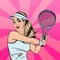 Woman Playing Tennis. Sportswoman with Racket. Healthy Lifestyle