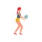 Woman playing volleyball or basketball, flat vector illustration isolated.