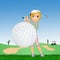 Woman plays golf