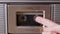 Woman Points Finger Transparent Vintage Cassette Tape Inside Tape Recorder. Zoom