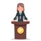 Woman politician tribune performance female businessman cute character cartoon design vector illustration