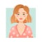 Woman portrait, ginger or red hair young woman with trendy hairstyle. Vector illustration in flat cartoon style