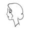 Woman portrait, romantic profile portrait, girl with hair bun. Hand drawn style. Simple logo for beauty products