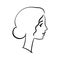 Woman portrait, romantic profile portrait. Hand drawn style. Simple logo for beauty products
