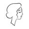 Woman portrait, romantic profile portrait. Hand drawn style. Simple logo for beauty products