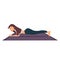 Woman in a pose of doing full plank. Playing sports. Color vector cartoon icon.