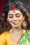 Woman pose for photographs after Sindur Khela .