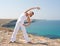 Woman practices Yoga