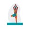 Woman practicing yoga in asana pose, cartoon vector illustration isolated.