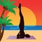 woman practicing yoga in shoulder stand pose. Vector illustration decorative design