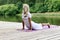 Woman practising yoga exercise