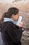 A woman prays at the Wailing Wall.