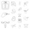 Woman and pregnancy outline icons in set collection for design. Gynecology and equipment vector symbol stock web