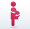 Woman pregnant icon with hands hugging vector