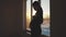 woman pregnant. motherhood a pregnancy concept. 40 year old pregnant woman stands in a dress by the window sunlight
