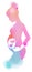 Woman pregnant with twins silhouette plus abstract watercolor. D