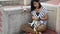 Woman prepare joss paper for burn in the Qingming Festival