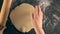 Woman prepares butter cookies at home in the kitchen.