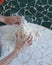 Woman preparing bread dough