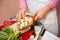 Woman preparing cauliflower for cooking