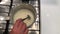 Woman preparing cream for cake in the kitchen homemade cheesecake