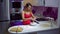 Woman preparing food in a beautiful kitchen