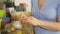 Woman preparing pancake batter