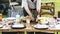 Woman Preparing Table Dinner Concept