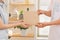 Woman preparing takeaway meal for her family