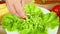 Woman preparing vegetable salad